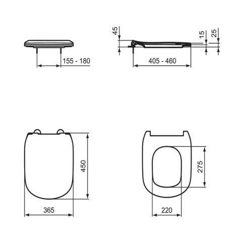 Capac WC cu inchidere lenta Ideal Standard Tesi slim negru mat