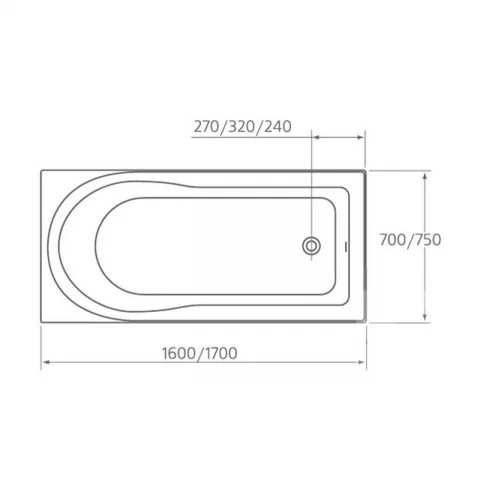 Cada dreptunghiulara Ideal Standard Aqua 170x70 cm alb lucios