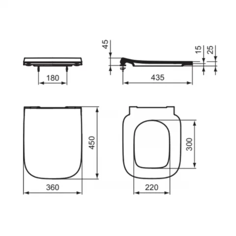 Capac WC cu inchidere normala Ideal Standard i.life A slim alb lucios
