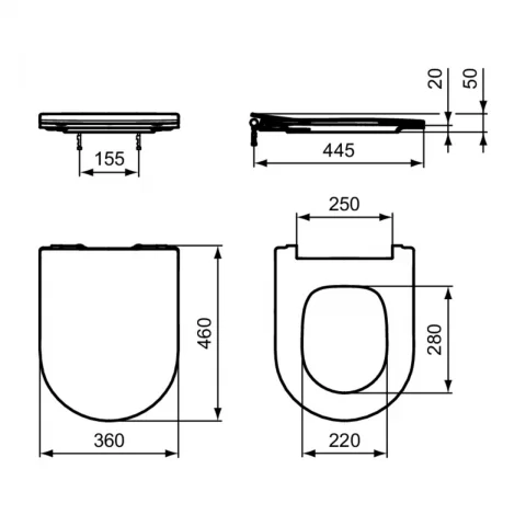 Capac WC cu inchidere lenta Ideal Standard Blend Curve slim alb lucios