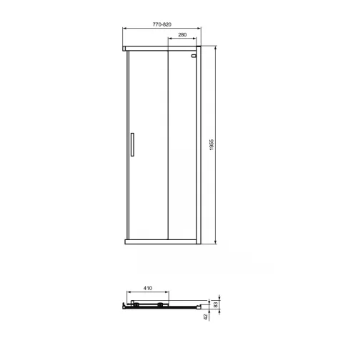 Usa cabina de dus culisanta Ideal Standard Connect 2 80x80 cm profil argintiu lucios