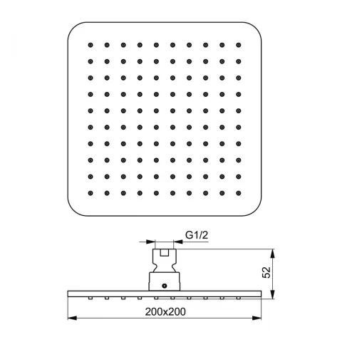 Palarie de dus Ideal Standard IdealRain M1 negru mat 200x200 mm