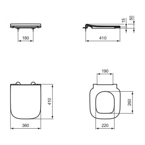 Capac WC cu inchidere normala Ideal Standard i.life S slim alb lucios