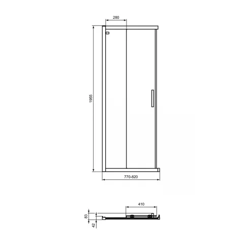 Usa cabina de dus culisanta Ideal Standard Connect 2 80x80 cm profil argintiu lucios