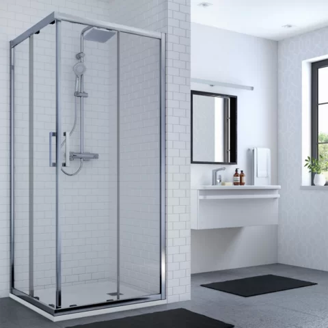 Usa cabina de dus culisanta Ideal Standard Connect 2 80x80 cm profil argintiu lucios