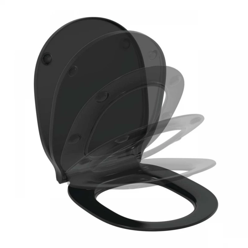 Capac WC cu inchidere lenta Ideal Standard Connect Air slim negru mat