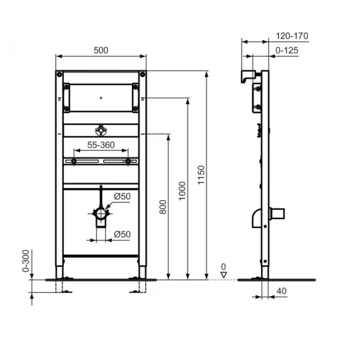 Cadru pentru fixare pisoar Ideal Standard ProSys universal