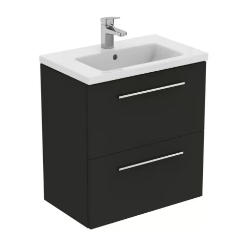 Baza lavoar suspendat Ideal Standard i.life S 2 sertare 60x37.5 cm gri carbon mat