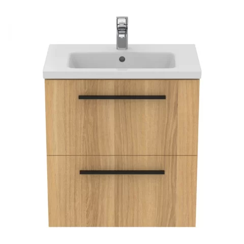 Baza lavoar suspendat Ideal Standard i.life S 2 sertare 60x37.5 cm stejar natural