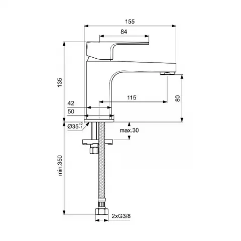 Baterie lavoar Ideal Standard Cerafine D H80 crom lucios fara ventil