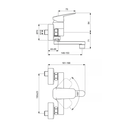 Baterie lavoar Ideal Standard Ceraplan crom lucios monocomanda 