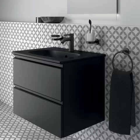 Baterie lavoar Ideal Standard Ceraline negru mat fara ventil