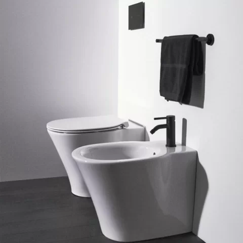 Baterie bideu Ideal Standard Ceraline negru mat cu ventil metalic