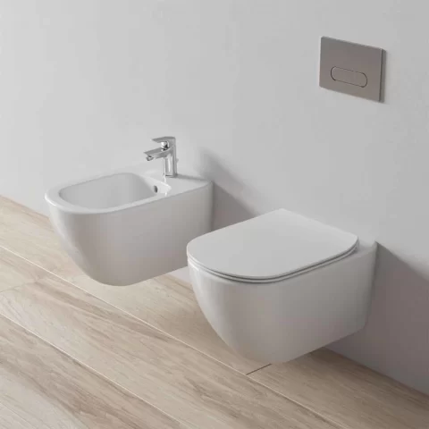 Set PROMO vas WC suspendat Ideal Standard Tesi 53x36 cm cu rezervor ProSys 120P si capac alb slim softclose