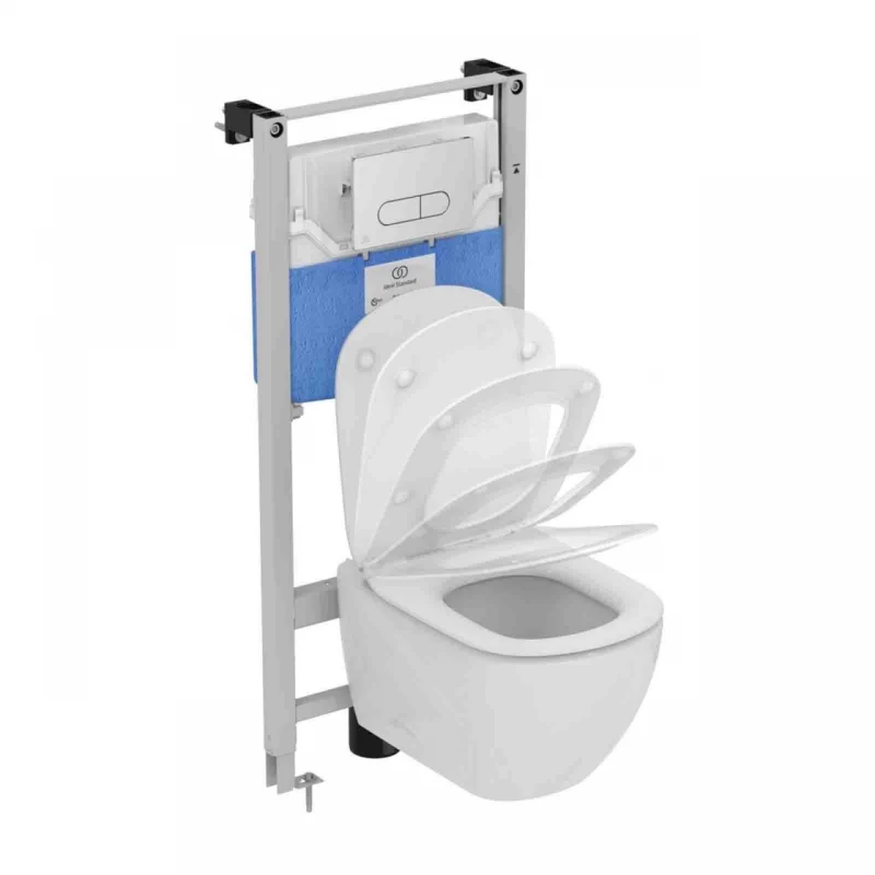 Set PROMO vas WC suspendat Ideal Standard Tesi 53x36 cm cu rezervor ProSys 120P si capac alb slim softclose