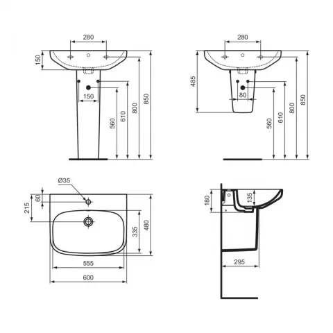 Lavoar suspendat Ideal Standard i.life A 60x48 cm alb lucios
