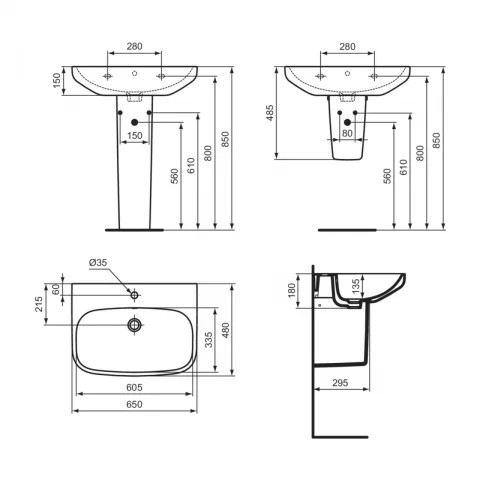 Semipicior pentru lavoar Ideal Standard i.life alb lucios 