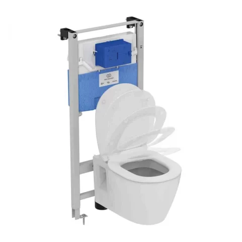 Set PROMO vas WC suspendat Ideal Standard Connect 54.5x36.5 cm cu rezervor ProSys 120P si capac alb slim softclose
