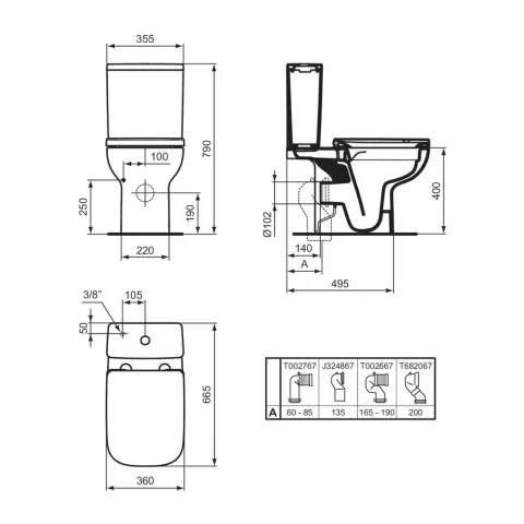 Vas WC pe pardoseala Ideal Standard I.Life A alb lucios 66.5x36 cm rimless