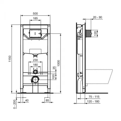Set PROMO vas WC suspendat Ideal Standard i.life A 54x35.5 cm cu rezervor ProSys 120M si capac alb slim softclose
