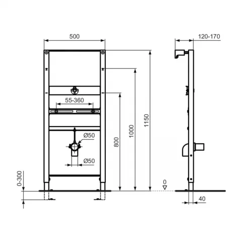 Cadru pentru fixare urinal Ideal Standard ProSys