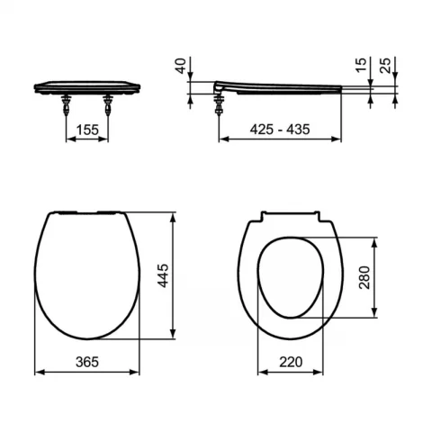Capac WC cu inchidere lenta Ideal Standard Eurovit alb lucios slim