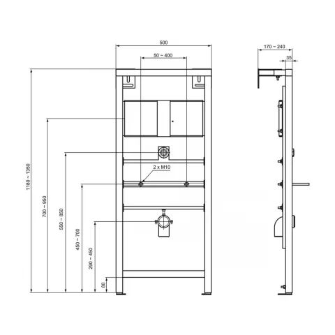 Cadru pentru fixare urinal Ideal Standard Multisuite cu baterie incastrata