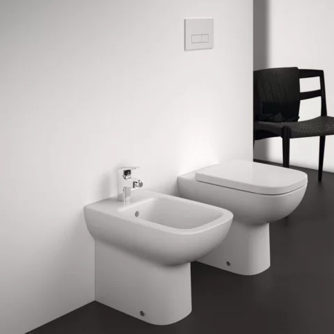 Bideu pe pardoseala Ideal Standard i.life A BTW 54x35.5 cm alb lucios