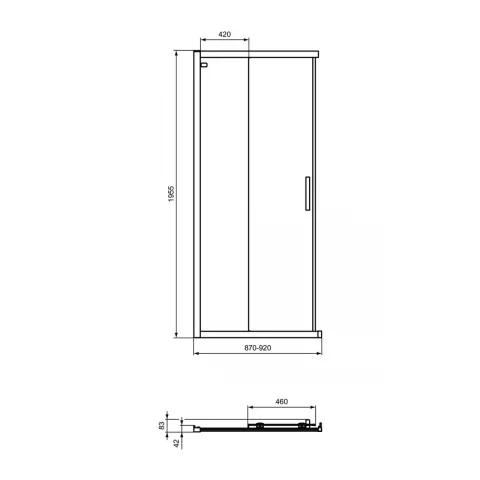 Usa de dus culisanta Ideal Standard Connect 2 90x195.5 cm profil negru
