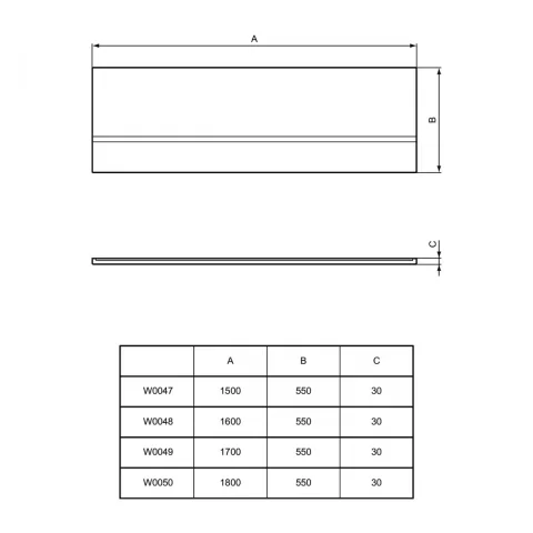 Panou frontal pentru cada Ideal Standard Simplicity 150x55 cm alb
