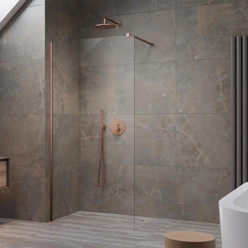 Cabina de dus Walk-In Radaway Modo New Brushed Copper II 115x200 cm profil cupru periat