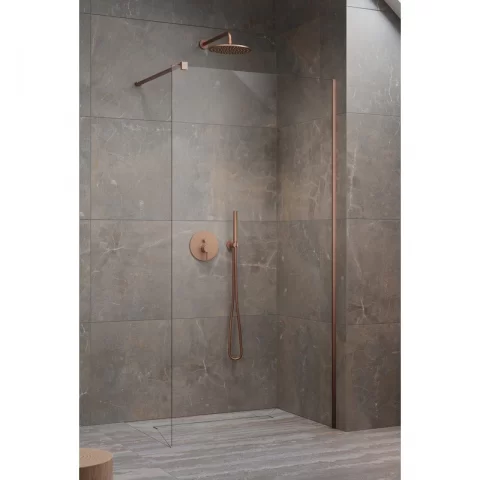 Cabina de dus Walk-In Radaway Modo New Brushed Copper II 155x200 cm profil cupru periat