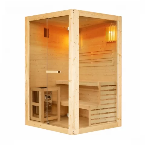 Sauna finlandeza Sanotechnik Panorama natur 2 persoane 130x120x200 cm molid