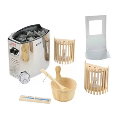 Sauna finlandeza Sanotechnik Panorama negru 2 persoane 130x120x200 cm molid