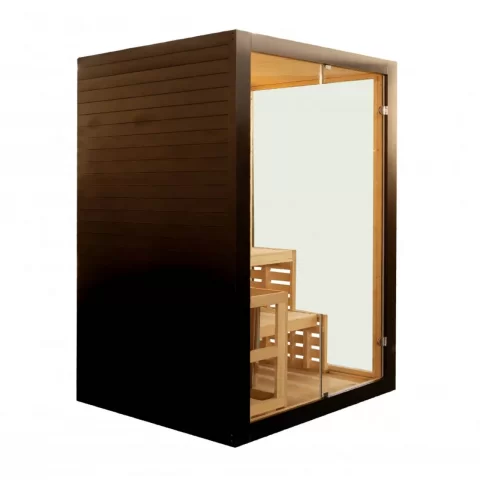 Sauna finlandeza Sanotechnik Panorama negru 2 persoane 130x120x200 cm molid