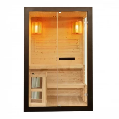 Sauna finlandeza Sanotechnik Panorama negru 2 persoane 130x120x200 cm molid