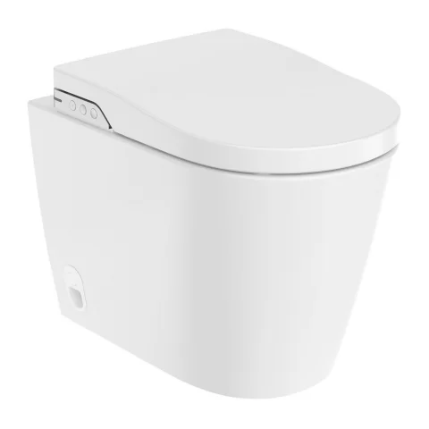 Set PROMO vas WC Roca Inspira Smart 58.5x38.5 cm alb cu rezervor si capac cu functie de bideu