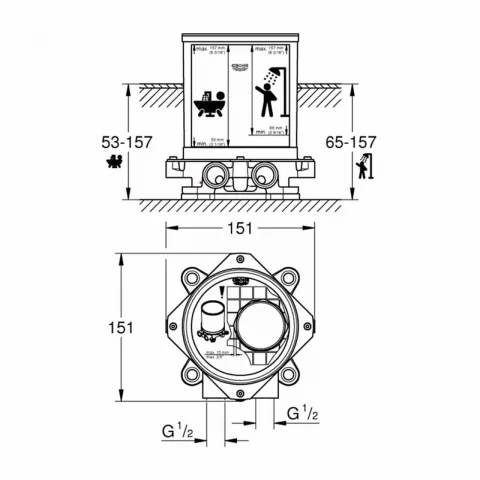 Corp incastrat Grohe pentru baterii de cada si dus freestanding