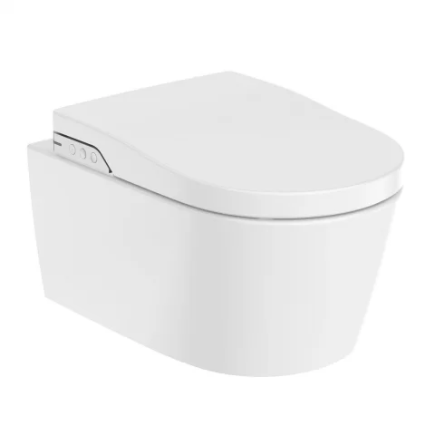 Set PROMO vas WC Roca Inspira Smart 58.5x38.5 cm alb suspendat cu rezervor si capac cu functie de bideu