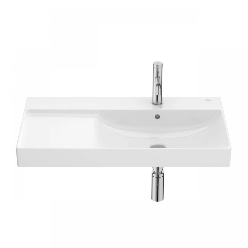 Lavoar suspendat Roca Ona 80x46 cm Fineceramic alb lucios Supraglaze cu polita stanga