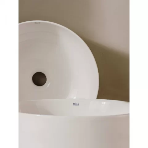 Lavoar pe blat Roca Ona 37 cm Fineceramic alb lucios 