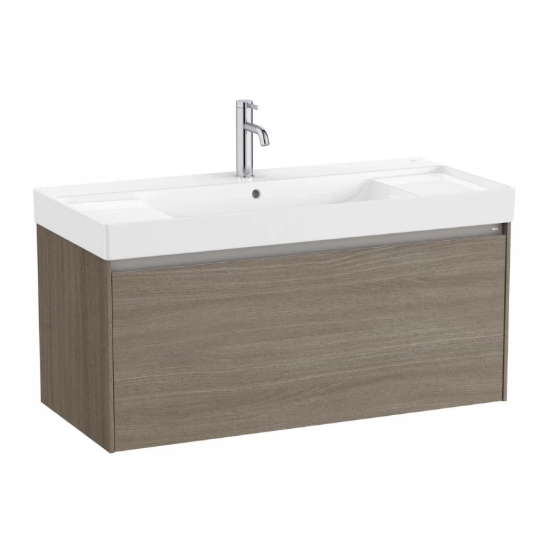 Set PROMO mobilier baza si lavoar cu 2 polite Roca Ona Unik 1 sertar 100x46 cm ulm inchis