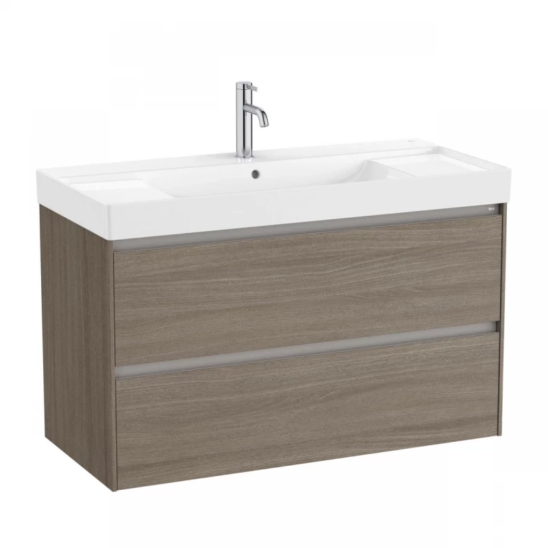 Set PROMO mobilier baza si lavoar cu 2 polite Roca Ona Unik 2 sertare 100x46 cm ulm inchis