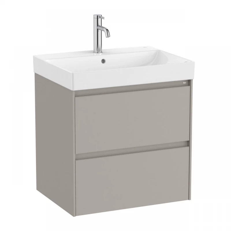 Set PROMO mobilier baza si lavoar Roca Ona Unik 2 sertare 60x46 cm gri mat