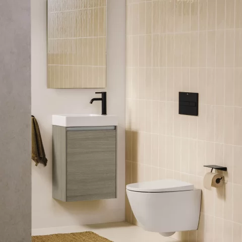 Set PROMO mobilier baza si lavoar Roca Ona Unik 1 usa 40x32 cm stejar deschis