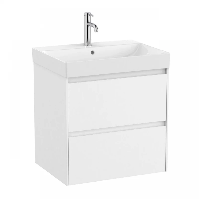 Set PROMO mobilier baza si lavoar Roca Ona Unik 2 sertare 60x46 cm alb mat