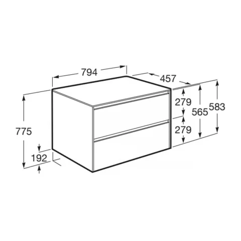 Baza lavoar suspendat Roca Ona 2 sertare 79.4x45.7 cm stejar deschis