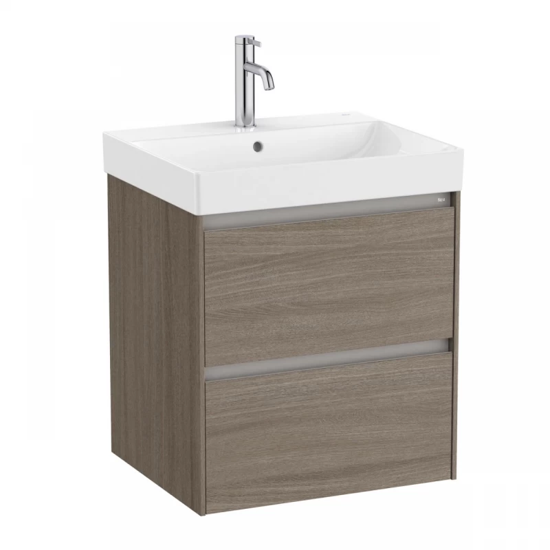 Set PROMO mobilier baza si lavoar Roca Ona Unik 2 sertare 55x46 cm ulm inchis