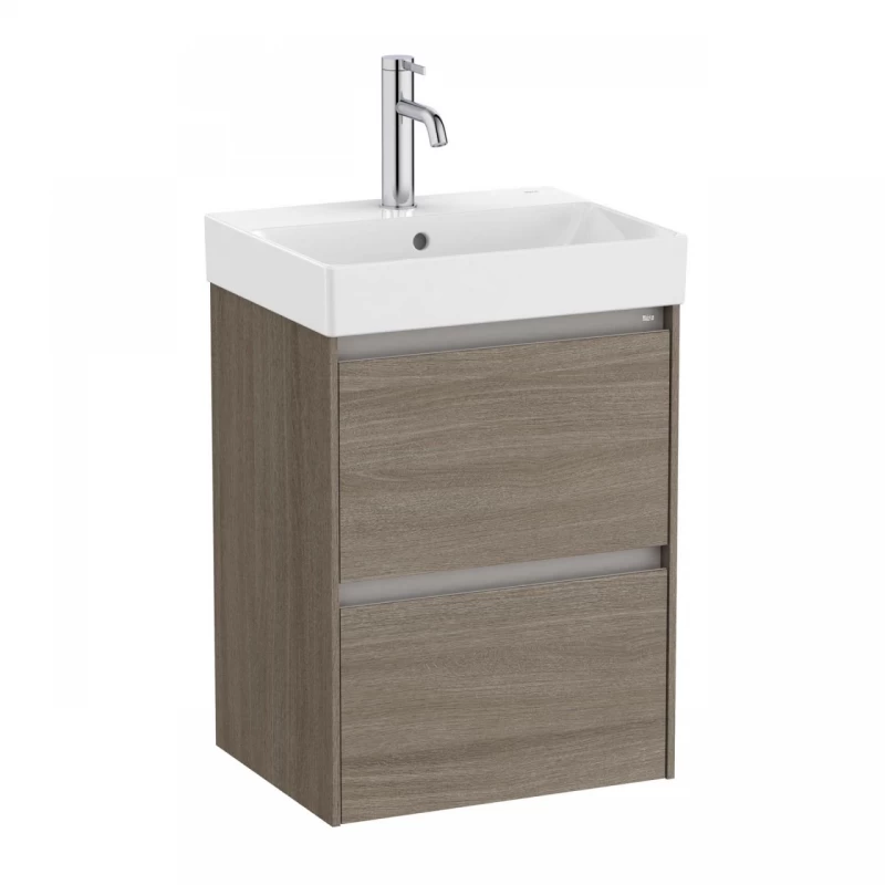 Set PROMO mobilier baza si lavoar Roca Ona Unik 2 sertare 45x36 cm ulm inchis