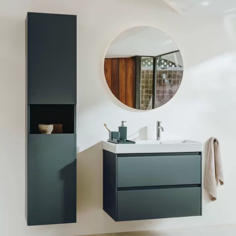 Set PROMO mobilier baza si lavoar Roca Ona Unik 2 sertare 55x36 cm ulm inchis
